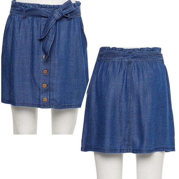 👀50% OFF💙 NWT‼️ Rewind brand Paperbag Waist Belted Skirt (Juniors) - Picture 1 of 8